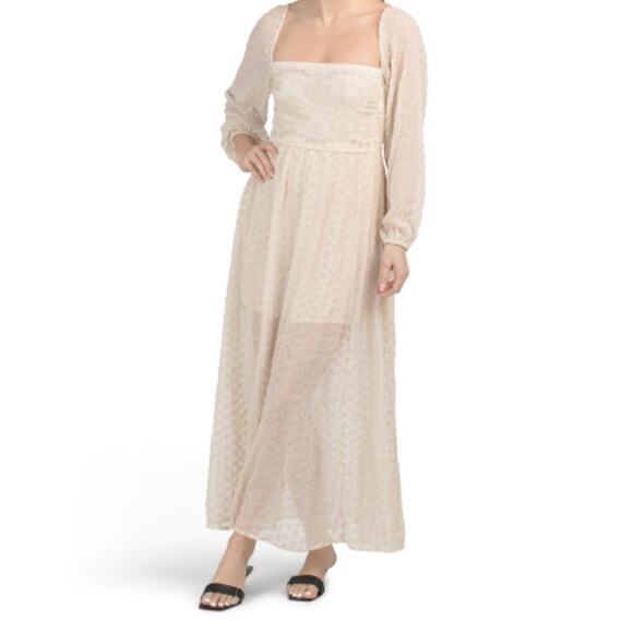 NWT BOHO eyelet Ivory Free People Malina Maxi Dress Size Large $198 MSRP - Picture 2 of 11